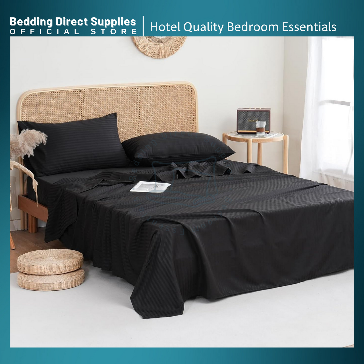 STRIPE, 4-in-1 Set Hotel Quality Premium Canadian Cotton (Bedsheet Set)