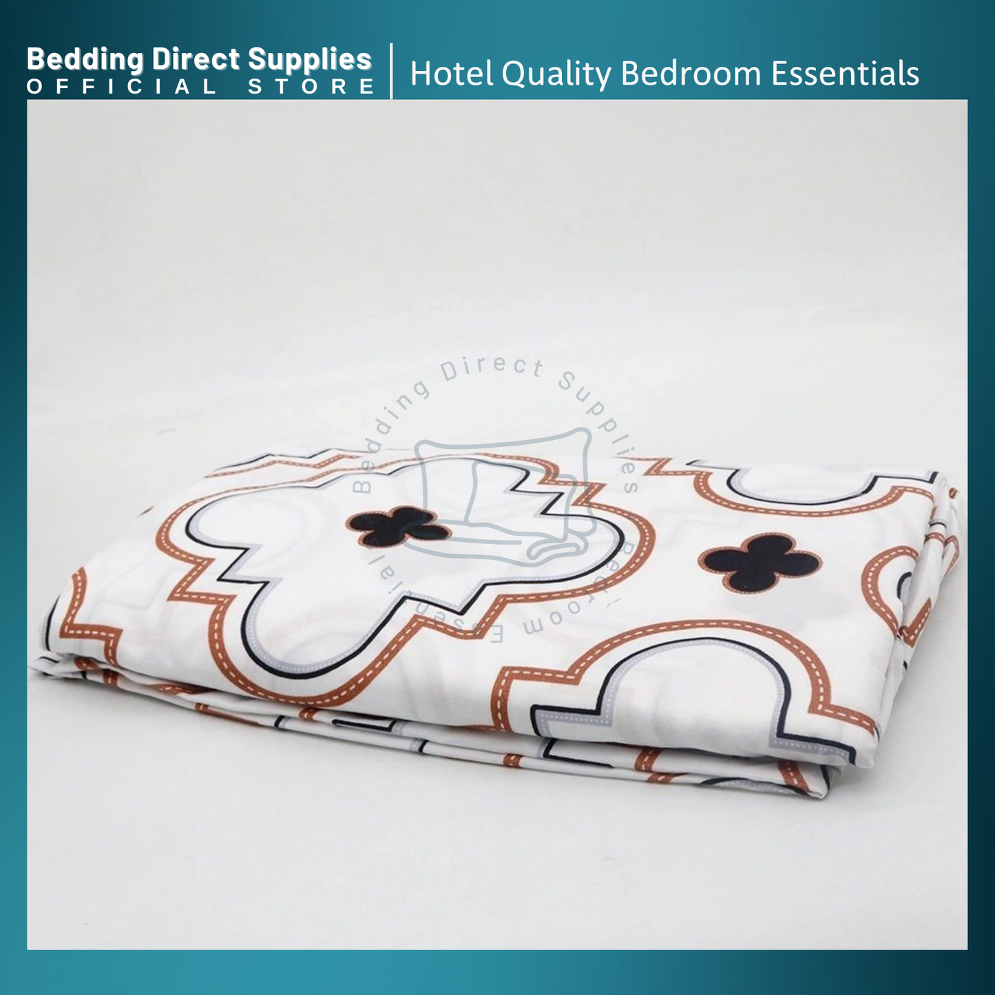 RACHEL, 3-in-1 Set White Geometric Premium Cotton (Bedsheet Set)