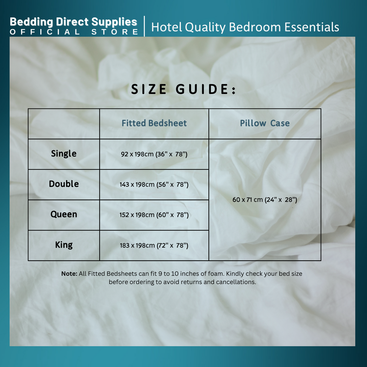 CLARISSE, 3-in-1 Set Blue Royal Floral Premium Cotton (Bedsheet Set)
